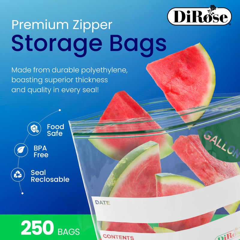 DiRose Gallon Bags Pack of 250 â€“ 1 Gallon Reclosable Storage Bags â€“ Practical and Durable Design â€“ Food Safe Non-BPA Material â€“ Easy Zip Closure â€“ Ideal for Food, Snacks, Dog Treats, Organizing - Image 3